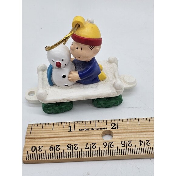 Peanuts Linus & Snowman On Train Vintage Christmas Tree Ornament - Picture 7 of 9